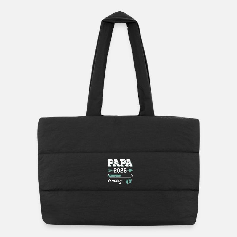 Papa 2026 Loading Idée cadeau futur papa - Sac shopping matelassé - noir