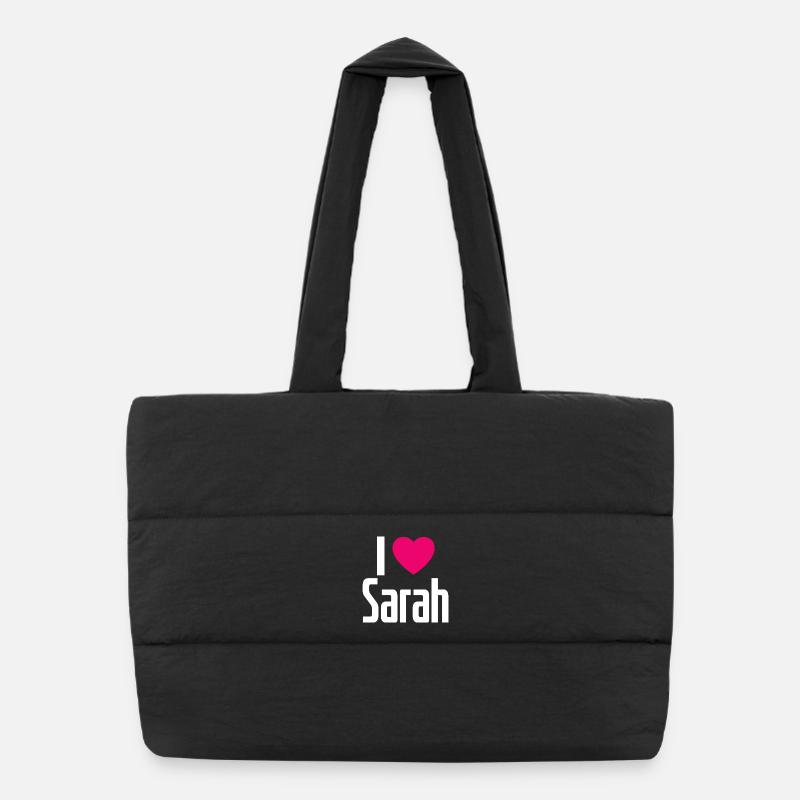I Love Sarah Pinkes Herz Ich liebe Sarah Puffer-Einkaufstasche