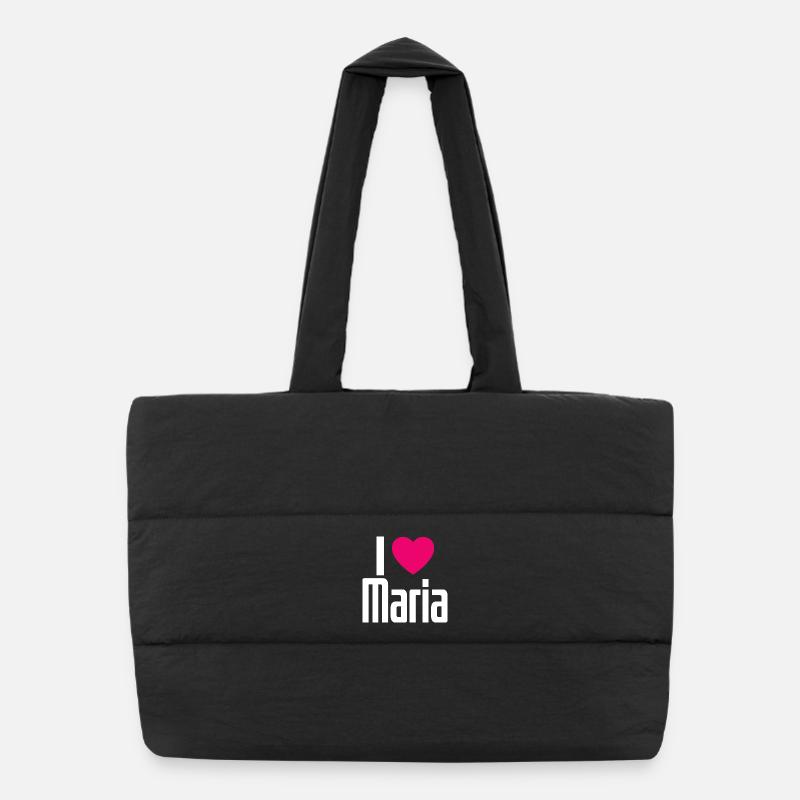 I Love Maria Pinkes Herz Ich liebe Maria Puffer-Einkaufstasche