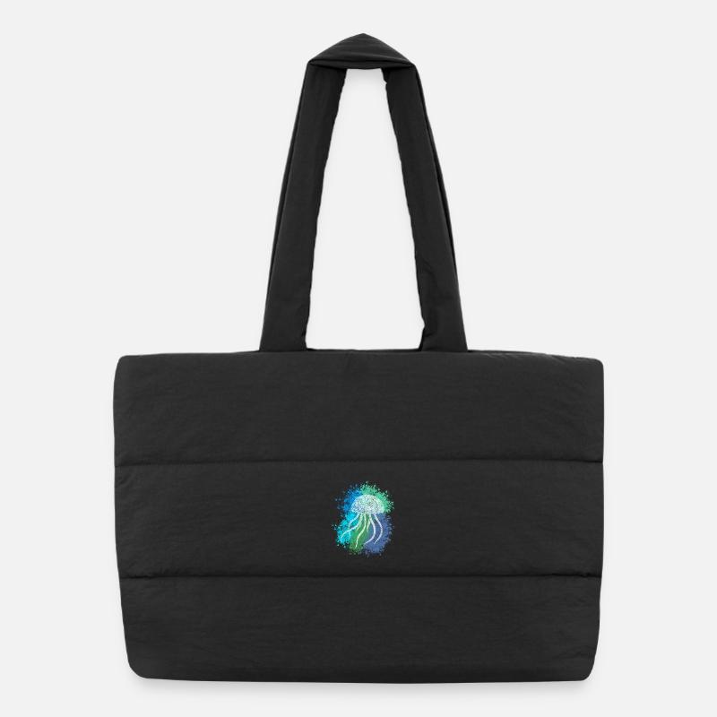 Méduse Zentangle - Sac shopping matelassé - noir