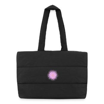Rosa Mimosenblüte – Zartes Blumen Design - Puffer-Einkaufstasche - Schwarz - Vorne