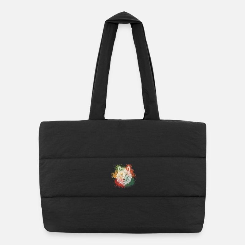 Loup Zentangle Sac shopping matelassé
