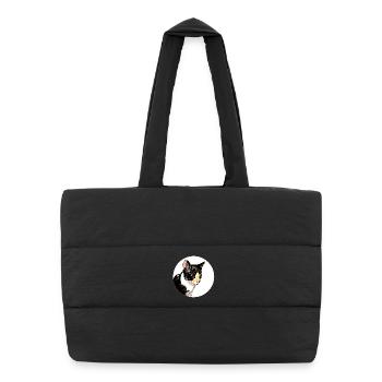 Cat Portrait Circle Contrast - Puffer Shopping Bag - black - Front