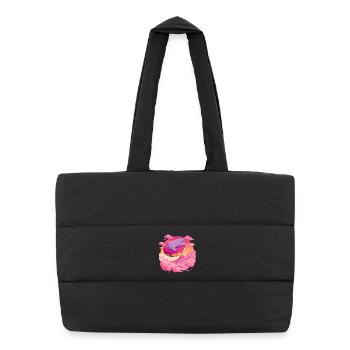 Polar bear on donut in the sea of clouds - Puffer Shopping Bag - black - Front