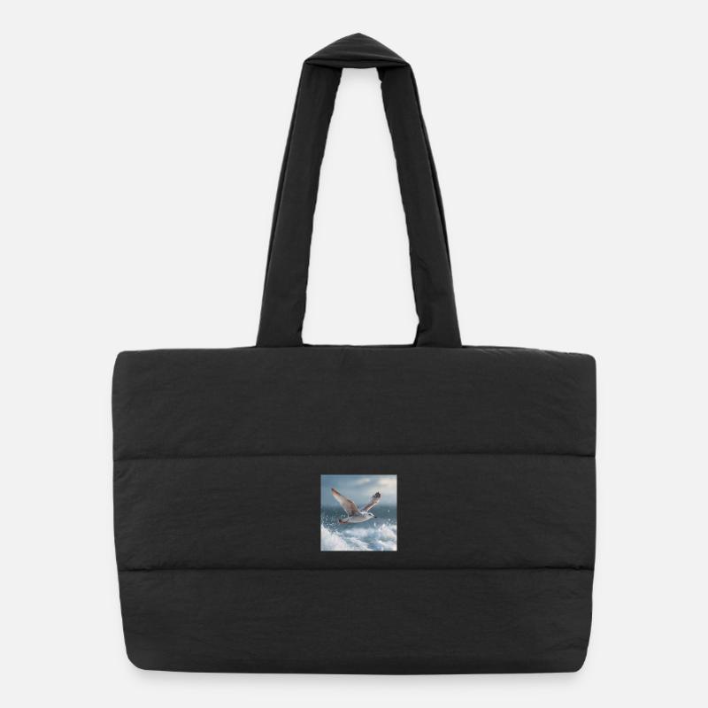 Mouette en vol Mer du Nord Art maritime Sac shopping matelassé