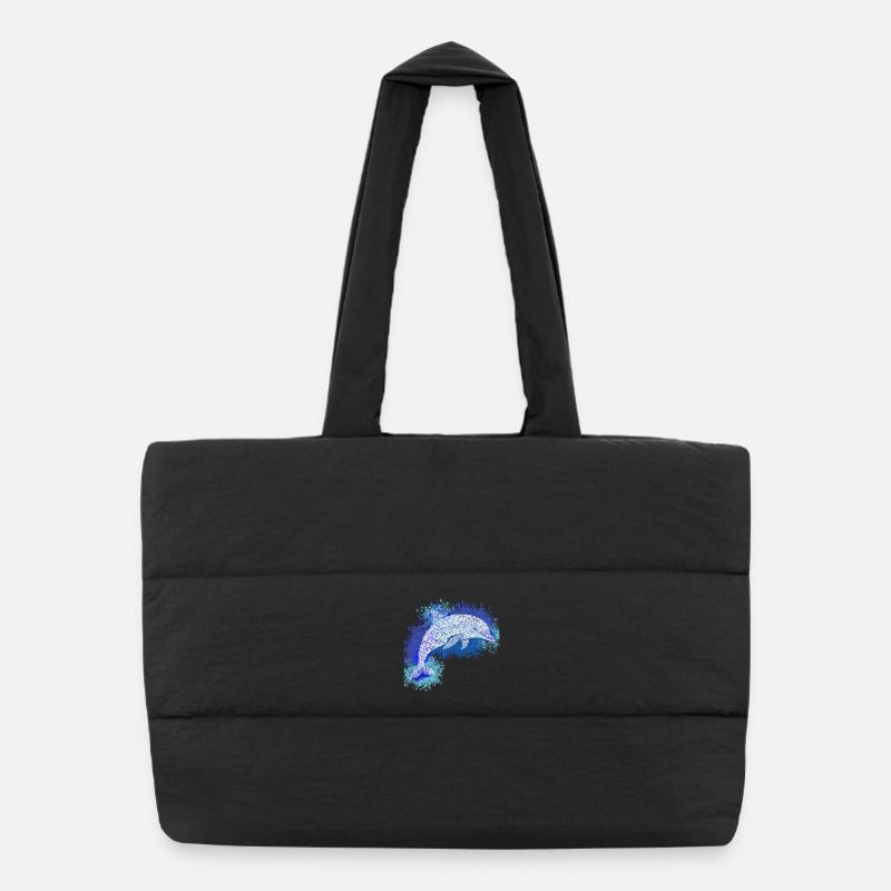 Zentangle Dolphin - Sac shopping matelassé - noir