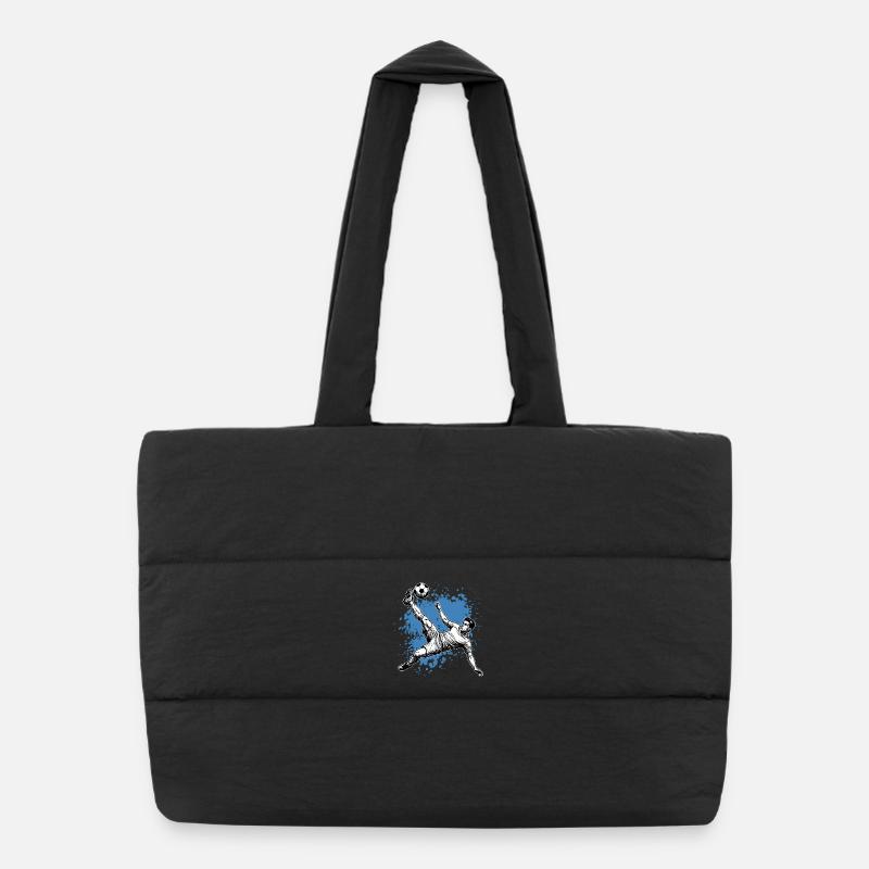 Soccer Shot Overhead Kick Goal Side Kick Puffer Shopping Bag