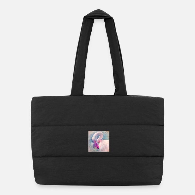 Flamant rose dans une lumière pastel - Sac shopping matelassé - noir