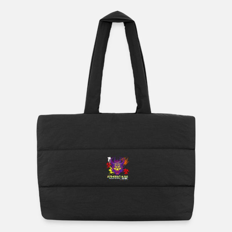 Midnight Rage Glitch Oni Face Urban Style Puffer Shopping Bag
