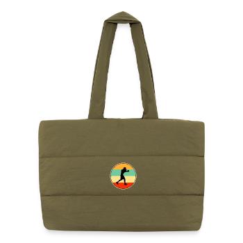 Retro Boxing Silhouette Combat Sport Athlete - Puffer Shopping Bag - safari green - Front