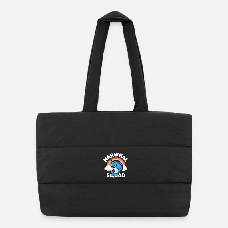 Cute Narwhal Squad  Puffer Shopping Bag