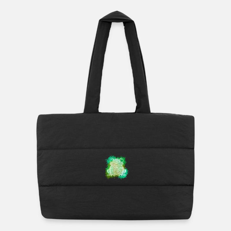 Zentangle Frog Puffer Shopping Bag