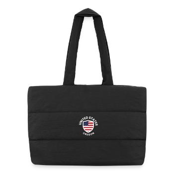 Oregon Shield with USA Flag - Puffer Shopping Bag - black - Front