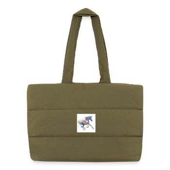 Lebendiges Aquarellpferd - Puffer-Einkaufstasche - safari Green - Vorne