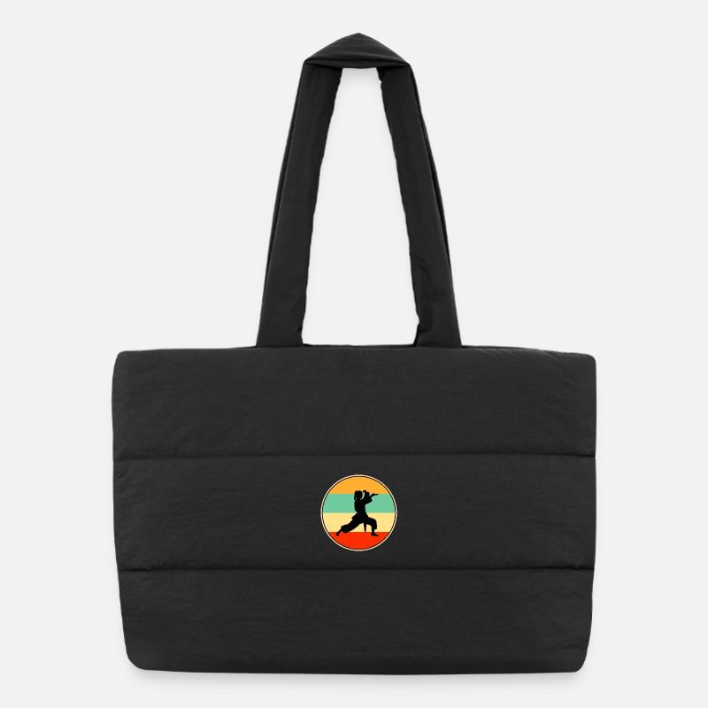Vintage Female Karate Player Martial Arts Retro Puffer Shopping Bag