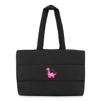 Nanasaurier-Pink-Dinosaurier-Oma-Familie - Puffer-Einkaufstasche - Schwarz - Vorne