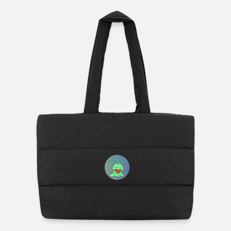 JUST VIBES – Dino - Puffer-Einkaufstasche - Schwarz