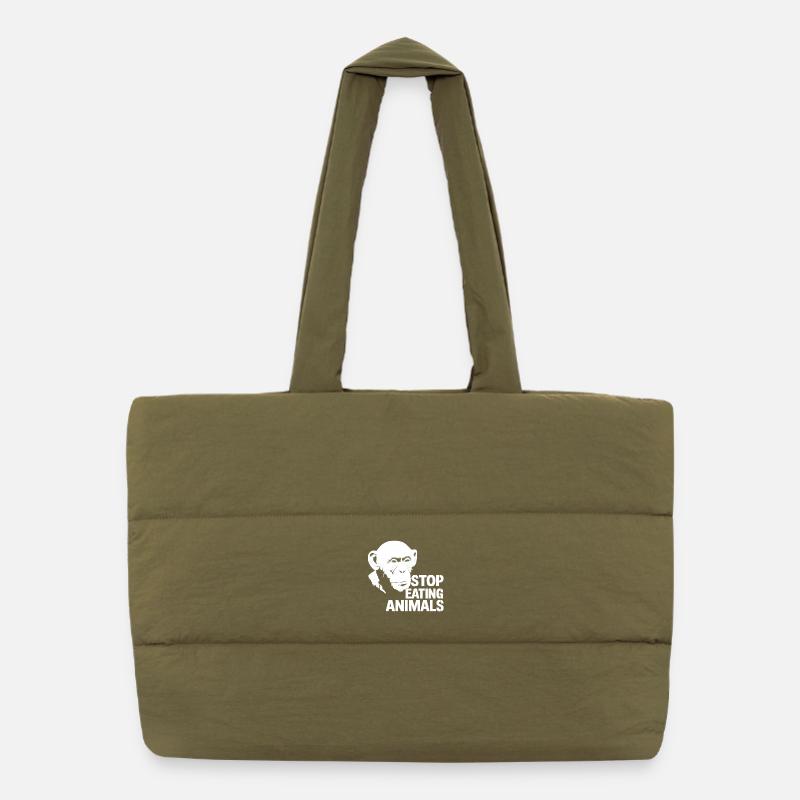 Stop Eating Animals – Schimpanse Design Puffer-Einkaufstasche