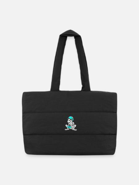 Skeleton DJ with controller and headset - Puffer Shopping Bag - black