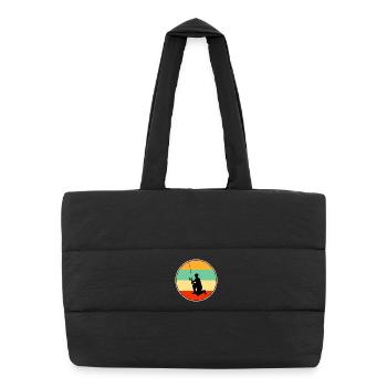 Papa Fisherman Retro Vintage Fishing Dad - Puffer Shopping Bag - black - Front