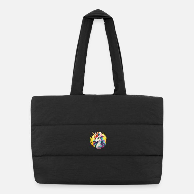 Regenbogenunicorn in Sonnencircle Puffer-Einkaufstasche