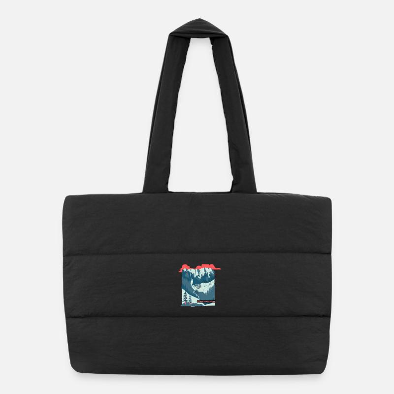 Piste Rush Mountain Landscape Illustration Puffer Shopping Bag