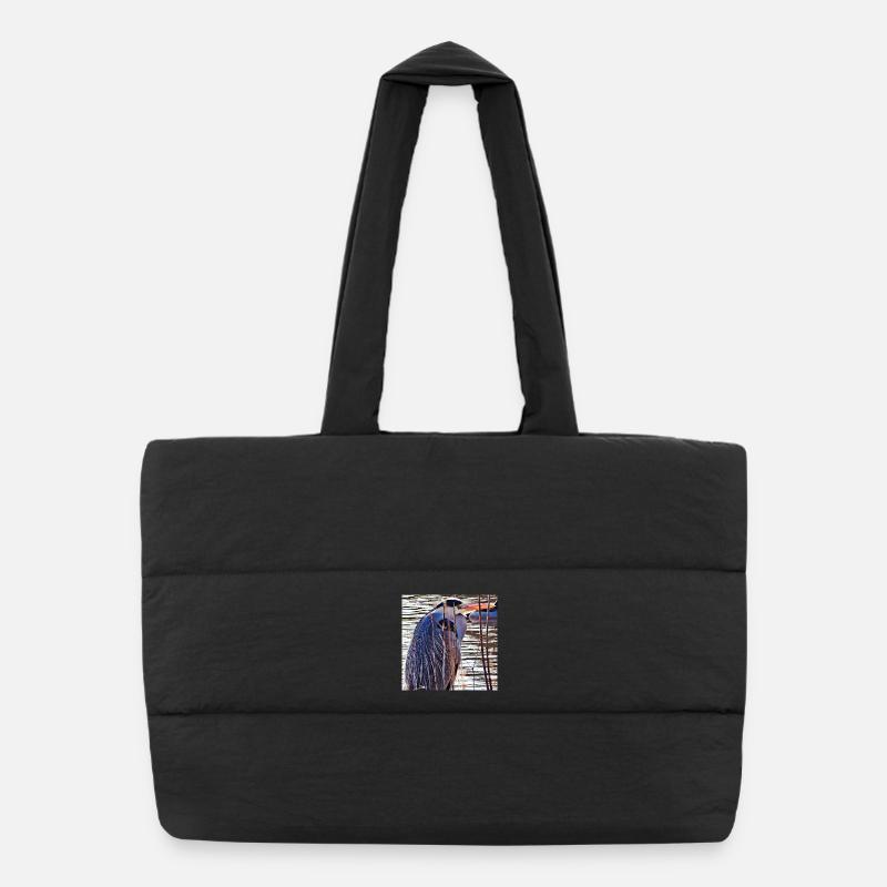 Héron cendré au lac - Photographie de nature Faune Sac shopping matelassé