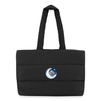 Moon Kiss Elephant with Lollipop - Puffer Shopping Bag - black - Front