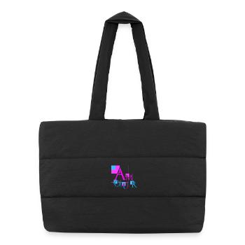 Geometric Love | Modern Pink & Blue Design - Puffer Shopping Bag - black - Front