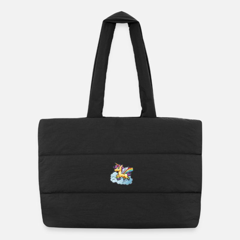 Rainbow Unicorn on Cloud Puffer Shopping Bag