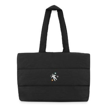 Un astronaute flotte dans l’espace avec des planètes - Sac shopping matelassé - noir - Devant