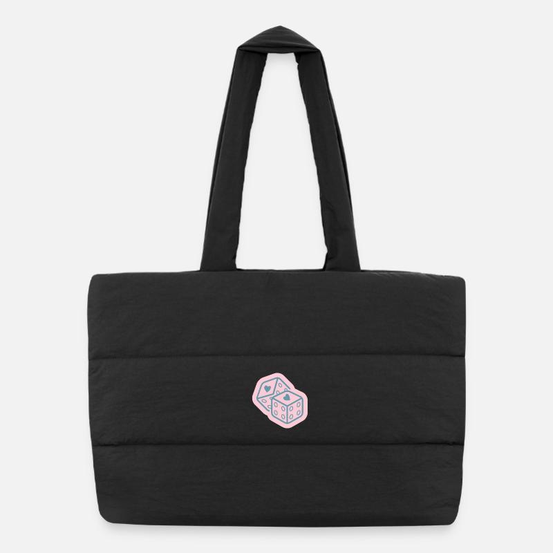 Heart-Dice-Design - Puffer-Einkaufstasche - Schwarz