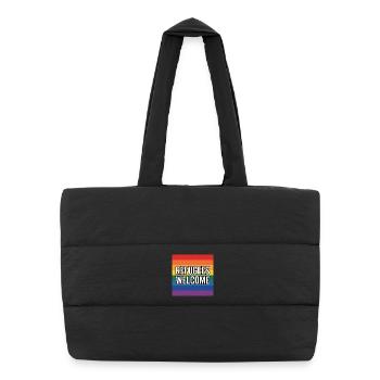 Refugees Welcome - Antifascist Merch - Puffer Shopping Bag - black - Front