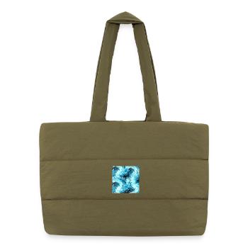 Aqua Marble Pattern Waves - Puffer Shopping Bag - safari green - Front