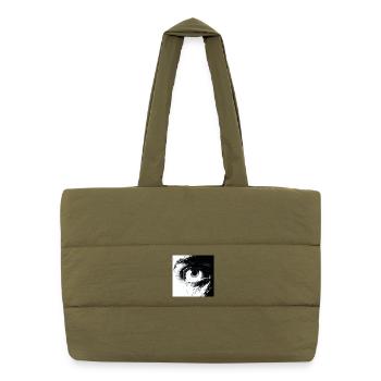 Œil abstrait en noir et blanc - Sac shopping matelassé - safari green - Devant