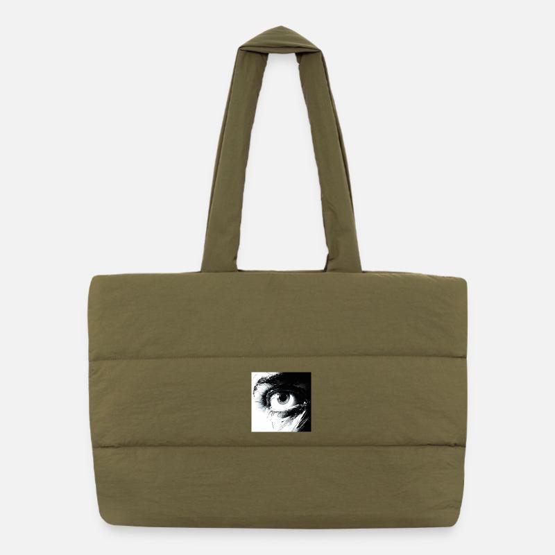 Abstract eye in black and white Puffer Shopping Bag