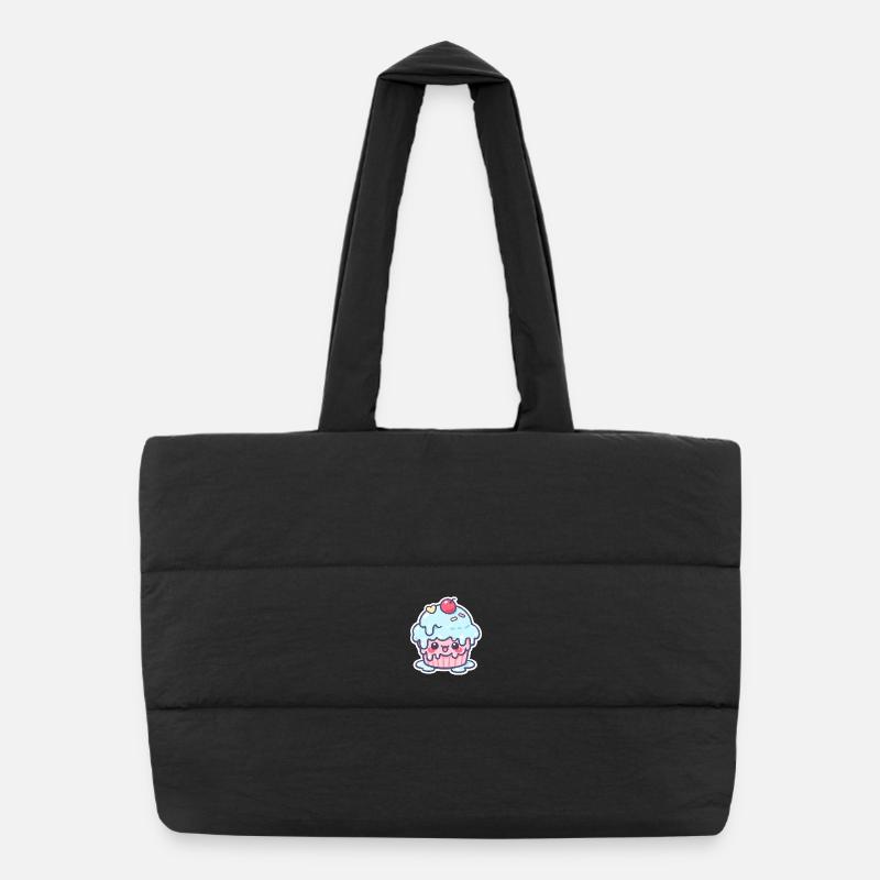 Cupcake Kawaii avec glaçage bleu Sac shopping matelassé
