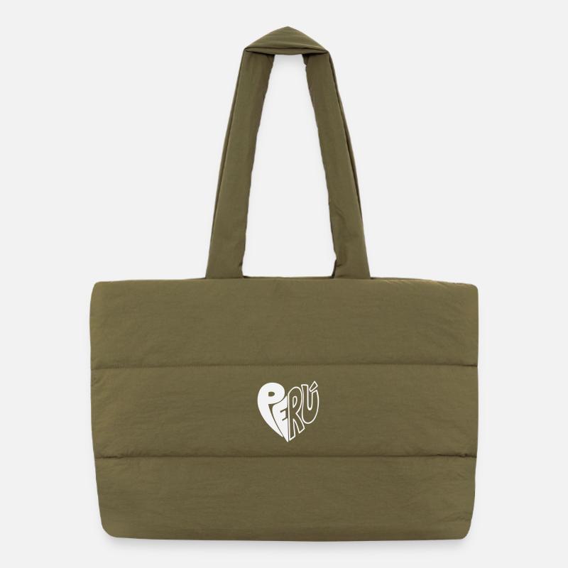 Peru Hand Drawn Logo - Farbe variabel  Puffer-Einkaufstasche