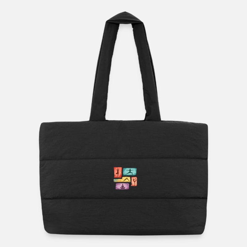 Silhouettes de yoga en blocs de couleur Sac shopping matelassé