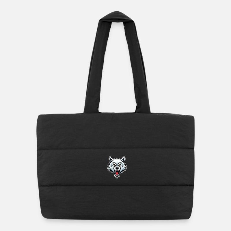 Loup Blanc Arctique Yeux Jaunes Logo Wolf Sac shopping matelassé