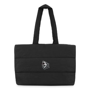 Wild Wolf Howling Red-Eyes Wolf Mascot - Puffer Shopping Bag - black - Front