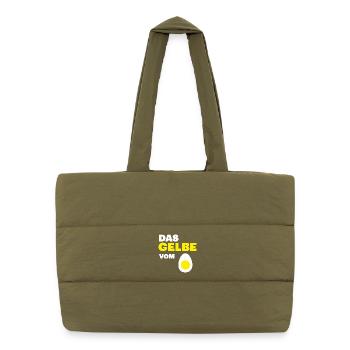 Fans de poulet - Coq - Coq - Jaune d’œuf - Sac shopping matelassé - safari green - Devant