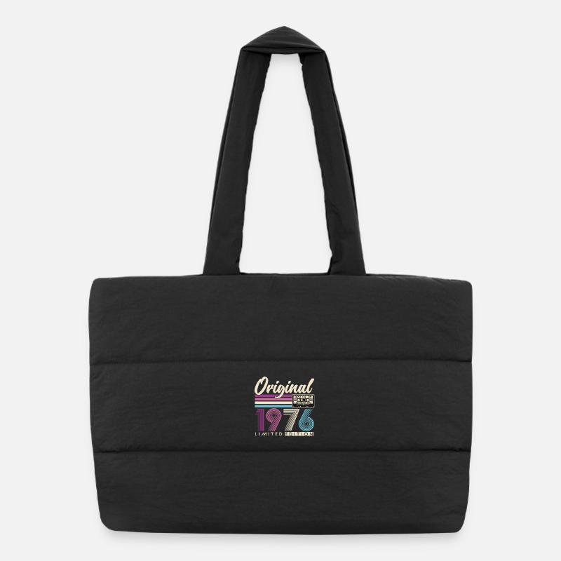 1976 Jahrgang Vintage Retro Geburtstag Geschenk - Puffer-Einkaufstasche - Schwarz