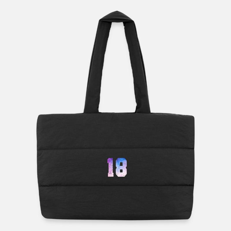 numéro 18 – Cadeau anniversaire 18 ans - Sac shopping matelassé - noir