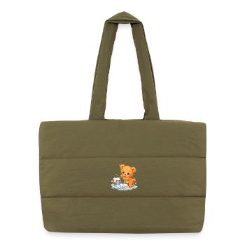 Children's Shirt Bear Cleaning Spring Cleaning Cute - Puffer Shopping Bag - safari green - Front