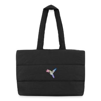 Colibri Zentangle avec fleur - Sac shopping matelassé - noir - Devant