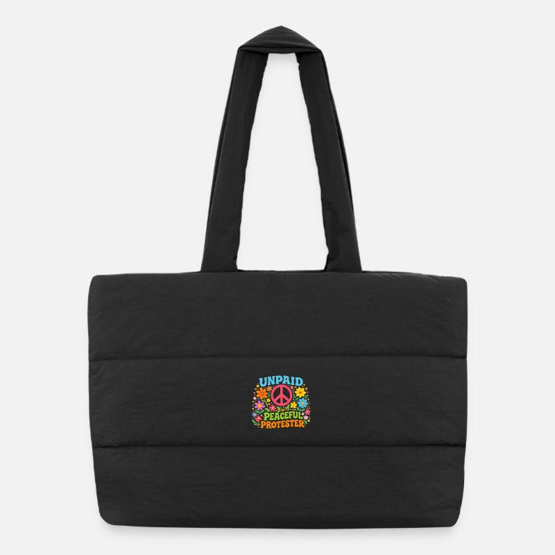 Unpaid Peaceful Protest Retro Flowers Puffer Shopping Bag