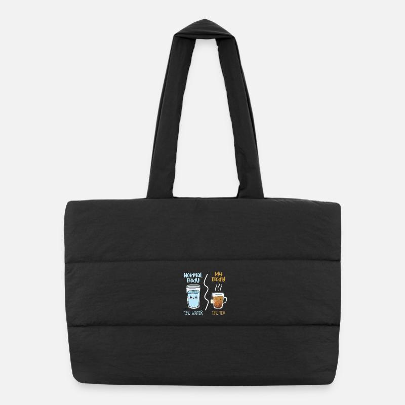 Duel de boissons Kawaii Eau vs Thé Sac shopping matelassé