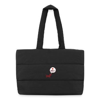 Teckel à os de mâcher - Sac shopping matelassé - noir - Devant