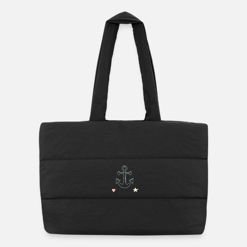 Anchor Lines Motif Heart Star Puffer Shopping Bag